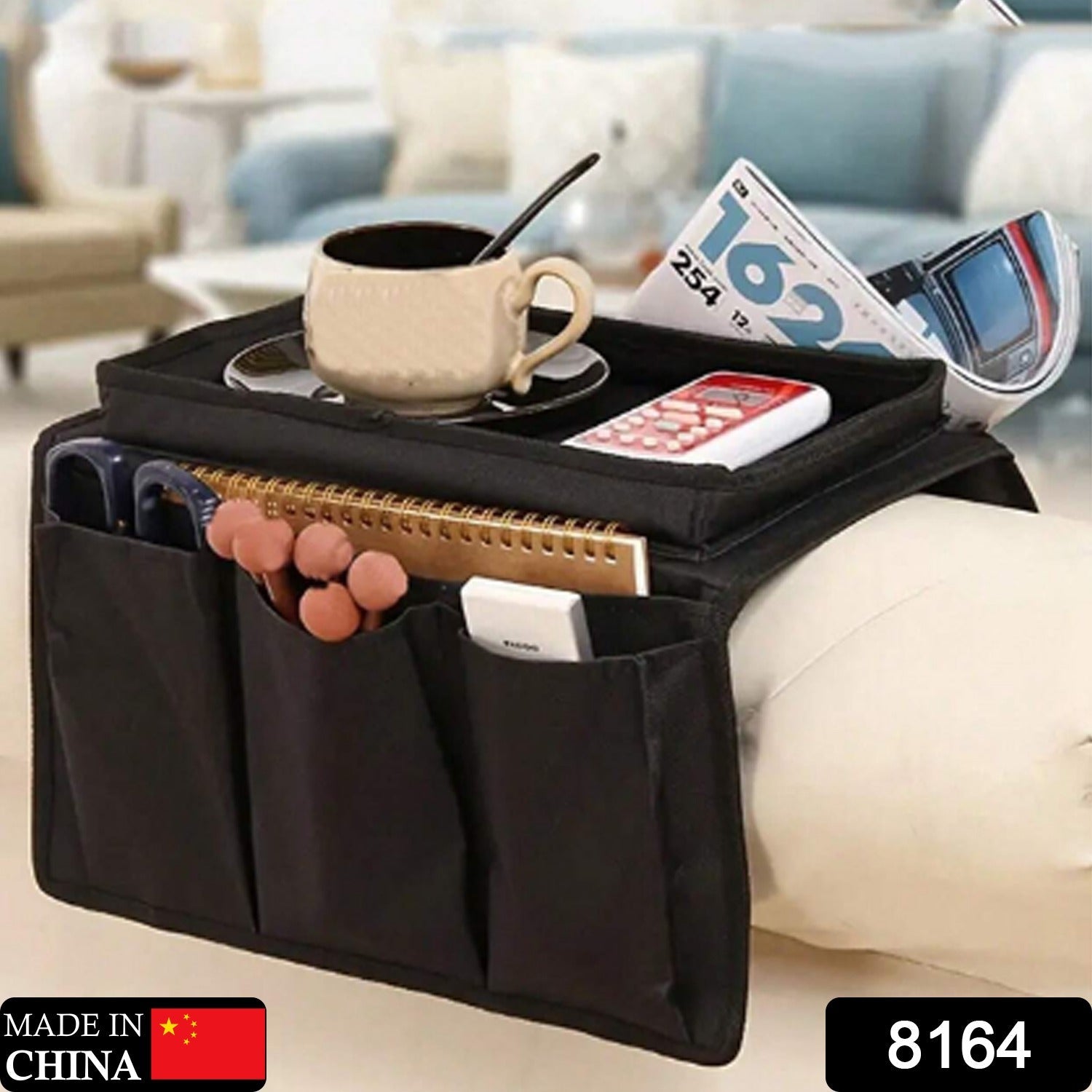 8164 Sofa Arm Rest Hanging Storage Bag, Storage Bag for Sofa Ideal for Sorting Magazines iPad Books (Black) 8164 Sofa Arm Rest Hanging Storage Bag, Storage Bag for Sofa Ideal for Sorting Magazines iPad Books (Black)